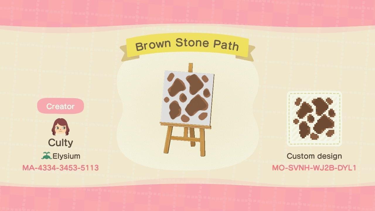 Animal Crossing Design Code: MO-SVNH-WJ2B-DYL1 Brown Stone Path