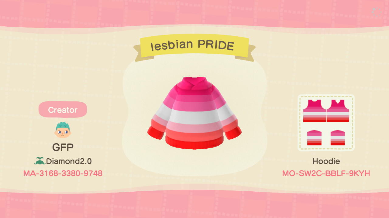 Animal Crossing Design Code: MO-SW2C-BBLF-9KYH lesbian PRIDE