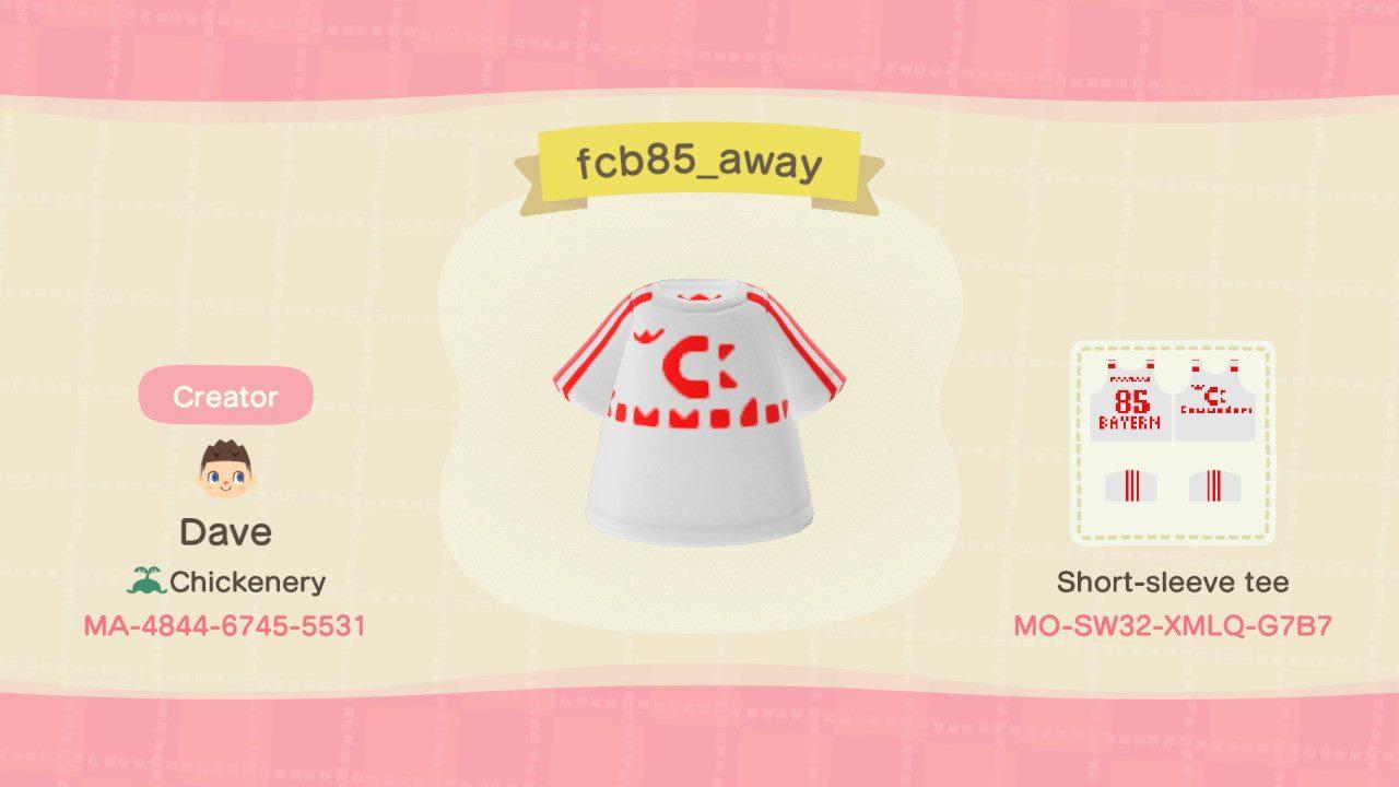 Animal Crossing Design Code: MO-SW32-XMLQ-G7B7 FC Bayern 85/86 Away