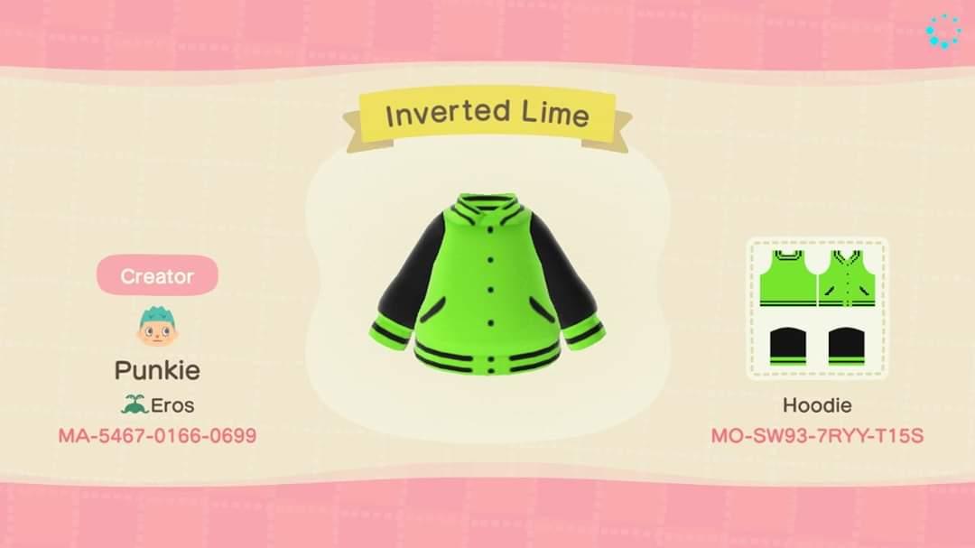 Animal Crossing Design Code: MO-SW93-7RYY-T15S Inverted Lime