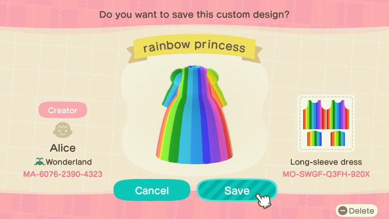 Animal Crossing Design Code: MO-SWGF-Q3FH-920X rainb