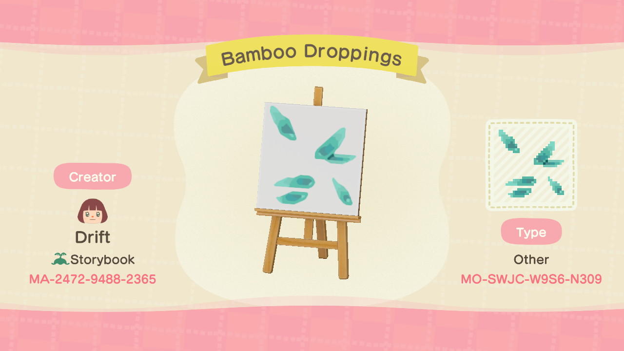 Animal Crossing Design Code: MO-SWJC-W9S6-N309 Bamboo Leaves Winter