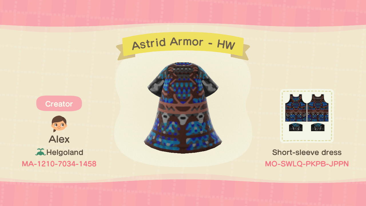 Animal Crossing Design Code: MO-SWLQ-PKPB-JPPN Astrid Armor - HW