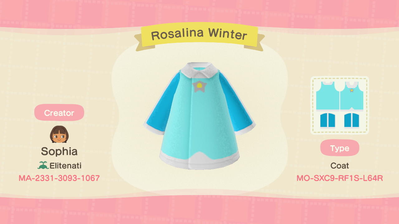 Animal Crossing Design Code: MO-SXC9-RF1S-L64R Rosalina Winter