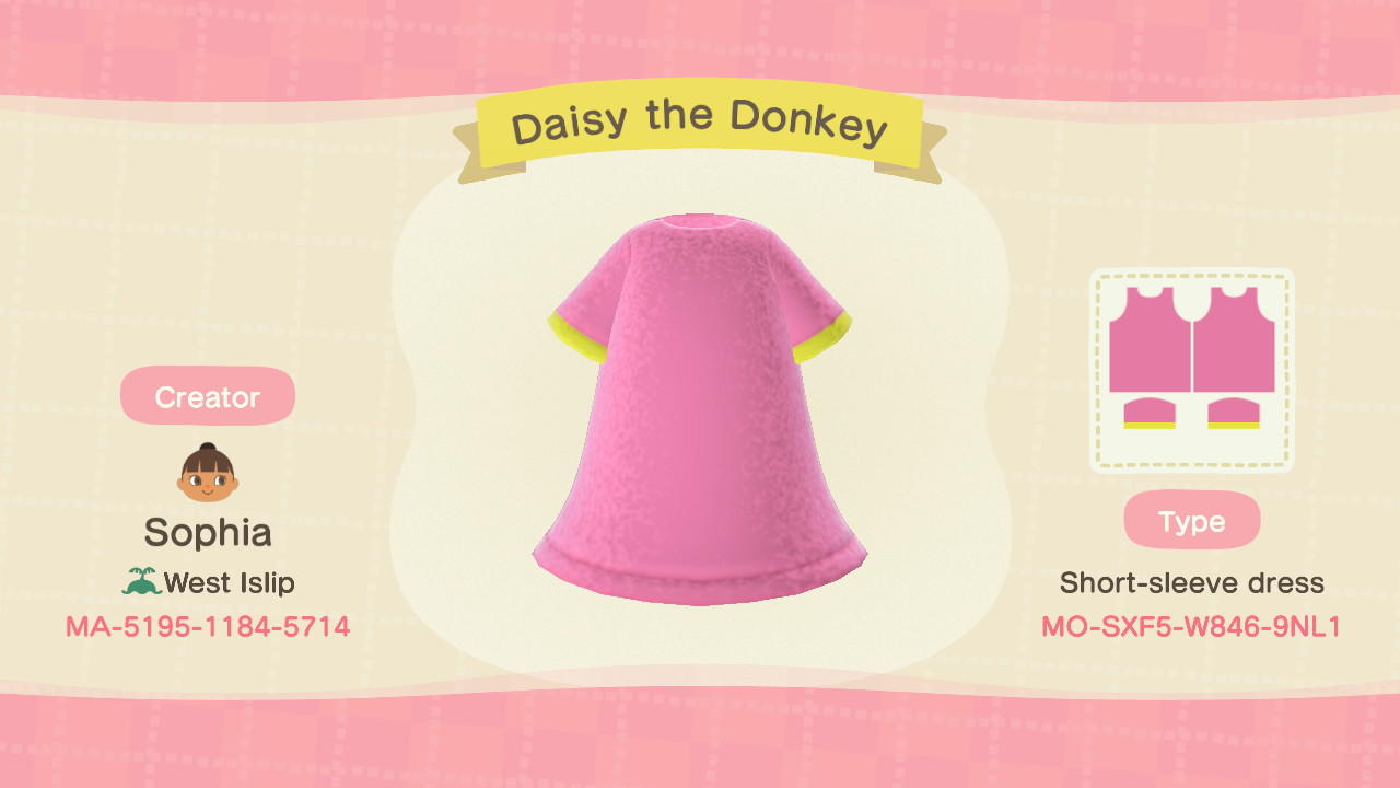 Animal Crossing Design Code: MO-SXF5-W846-9NL1 Daisy the Donkey