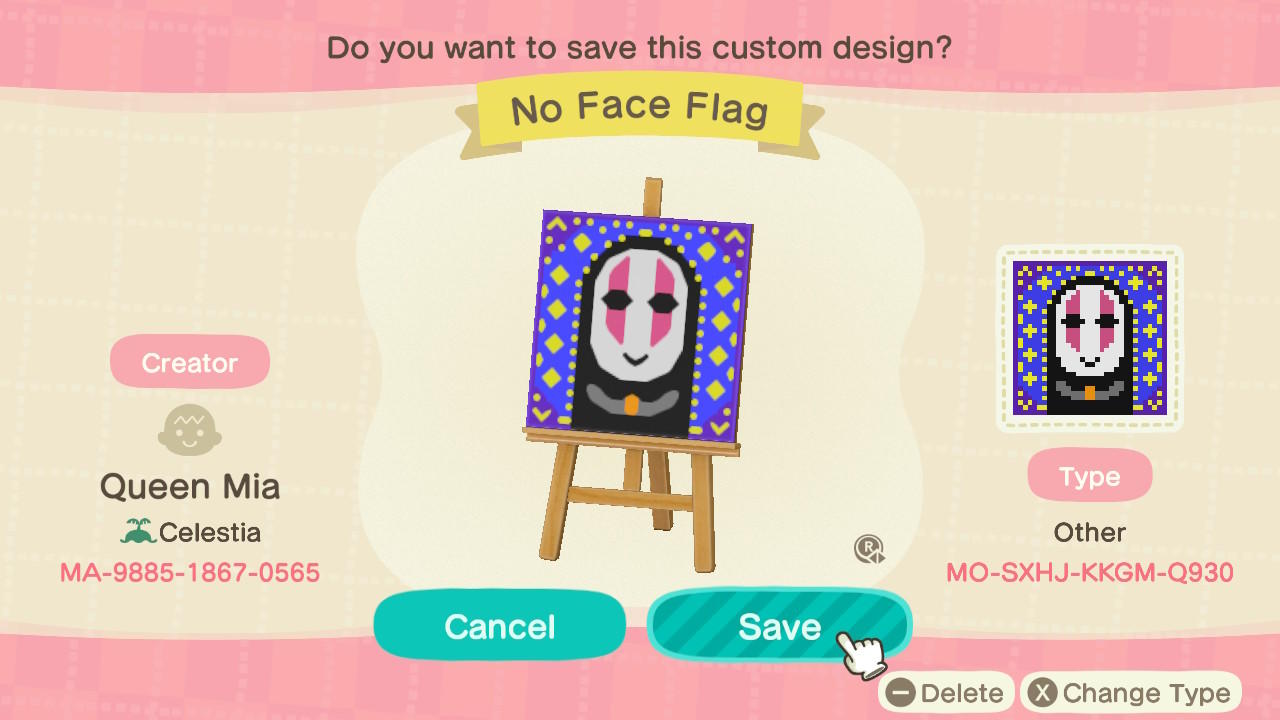 Animal Crossing Design Code: MO-SXHJ-KKGM-Q930 No Face Flag
