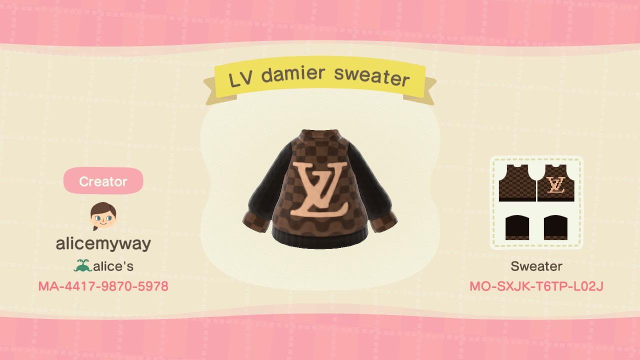 Animal Crossing Design Code: MO-SXJK-T6TP-L02J LV damier sweater