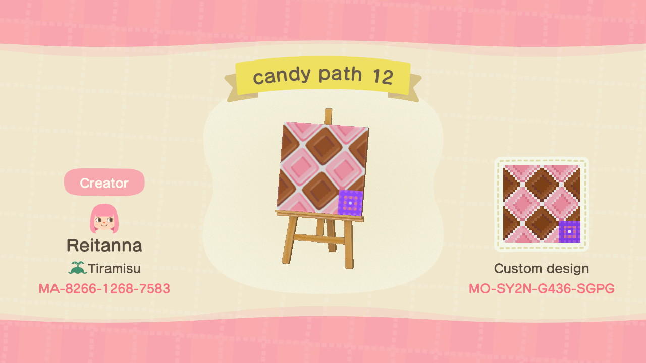 Animal Crossing Design Code: MO-SY2N-G436-SGPG candy path 12