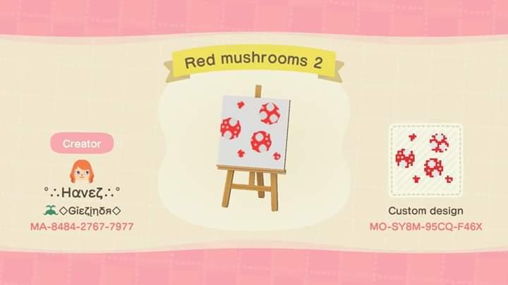 Animal Crossing Design Code: MO-SY8M-95CQ-F46X Red mushrooms 2