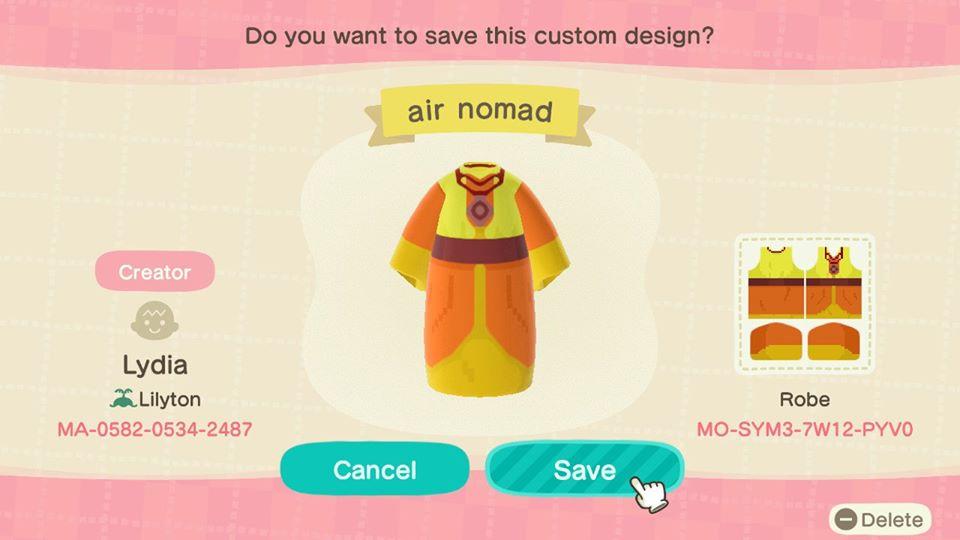 Animal Crossing Design Code: MO-SYM3-7W12-PYV0 Air Nomad Robe 1