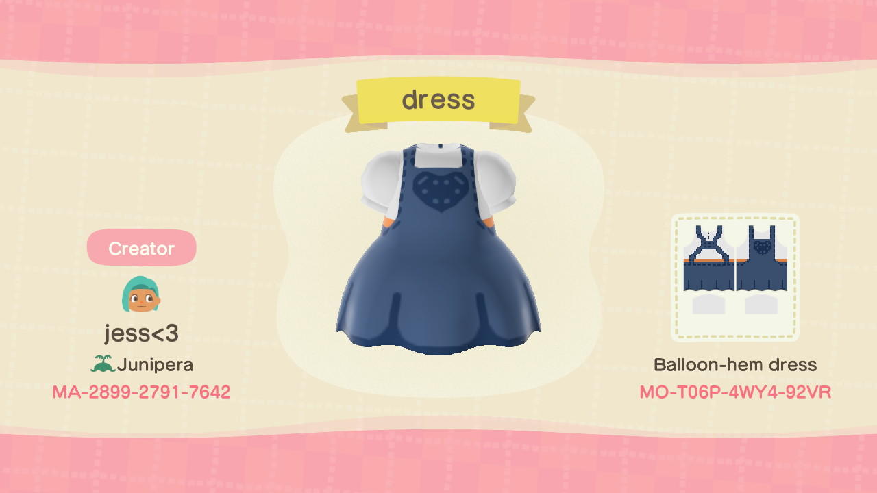 Animal Crossing Design Code: MO-T06P-4WY4-92VR Dress