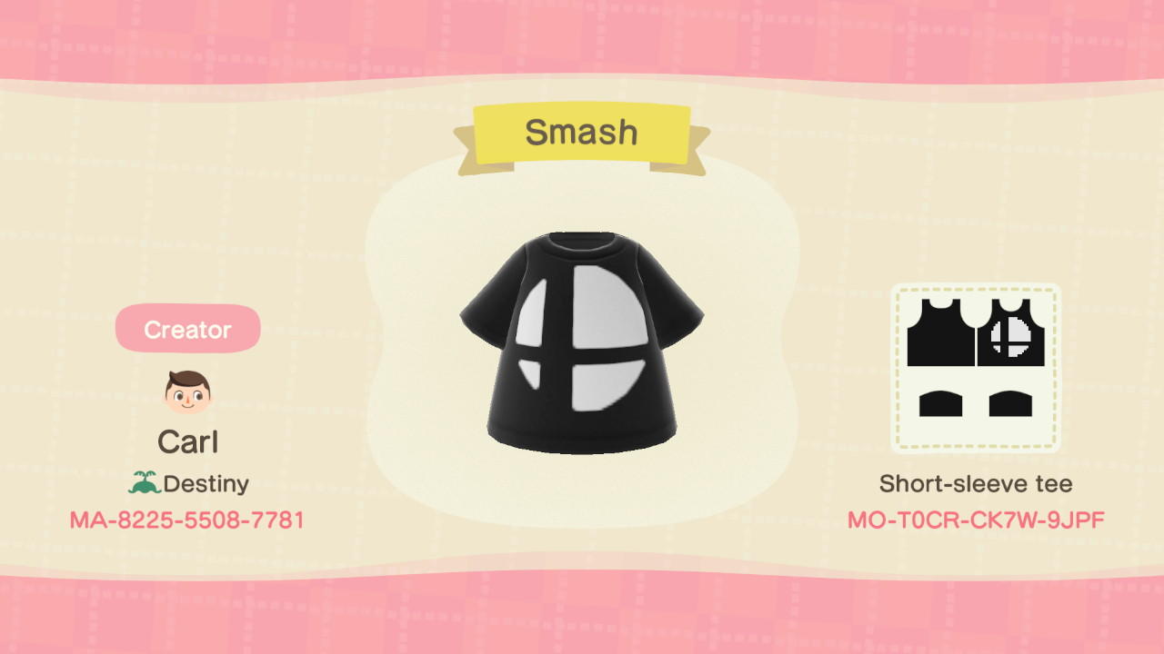 Animal Crossing Design Code: MO-T0CR-CK7W-9JPF Smash