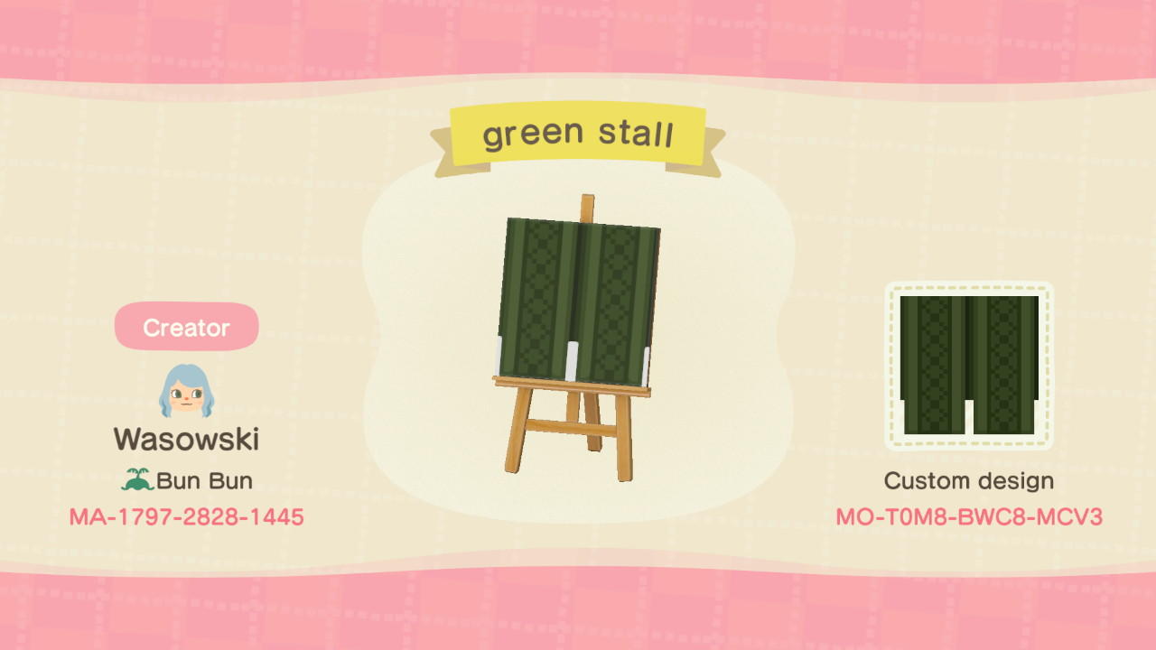 Animal Crossing Design Code: MO-T0M8-BWC8-MCV3 green stall