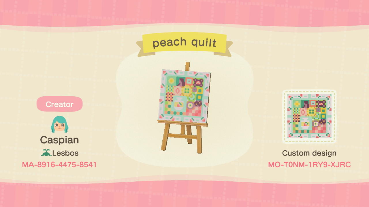 Animal Crossing Design Code: MO-T0NM-1RY9-XJRC peach quilt