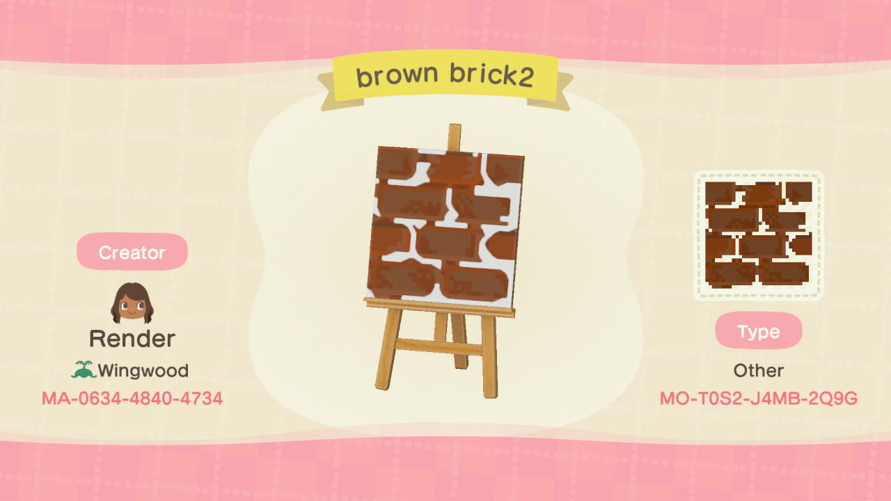 Animal Crossing Design Code: MO-T0S2-J4MB-2Q9G Brown brick2