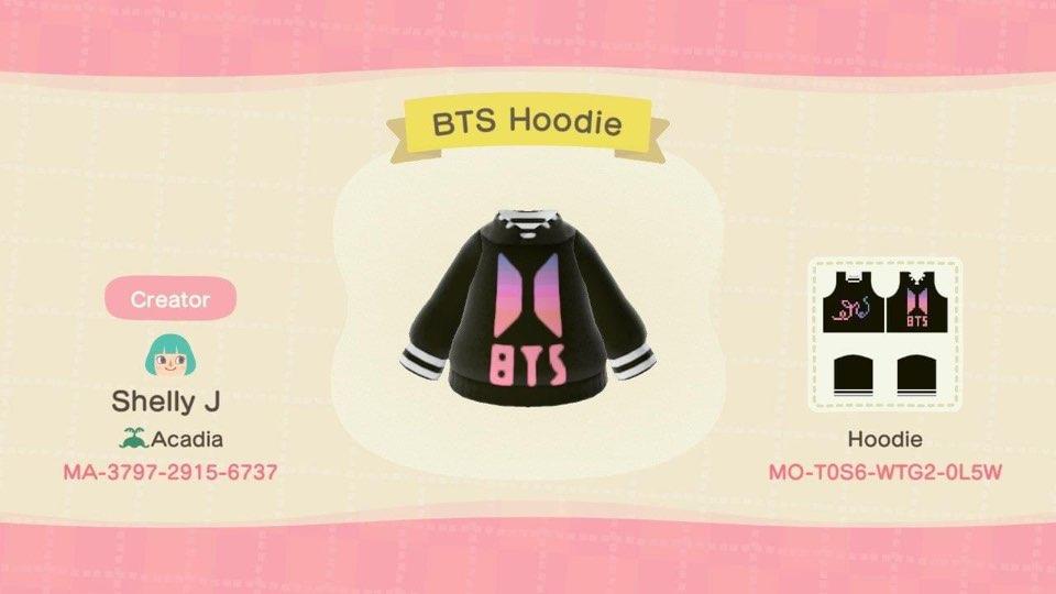 Animal Crossing Design Code: MO-T0S6-WTG2-0L5W BTS Hoodie