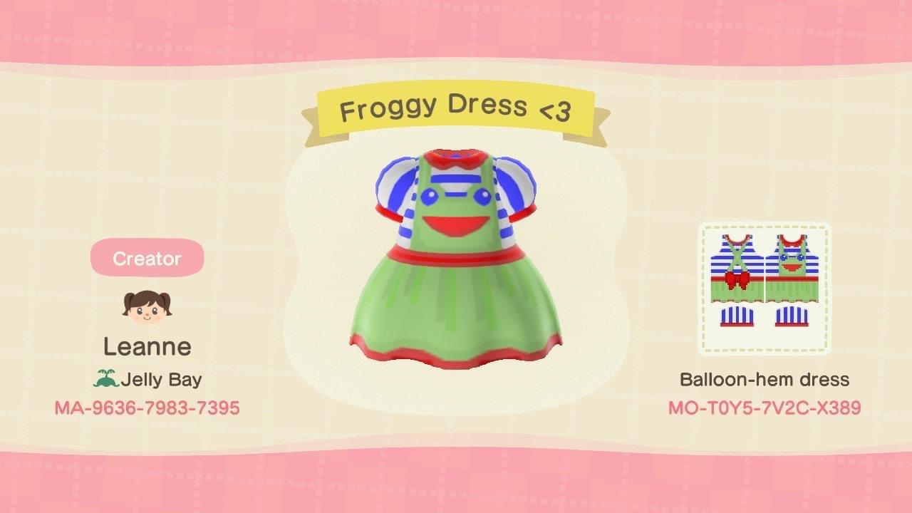 Animal Crossing Design Code: MO-T0Y5-7V2C-X389 Froggy Dress