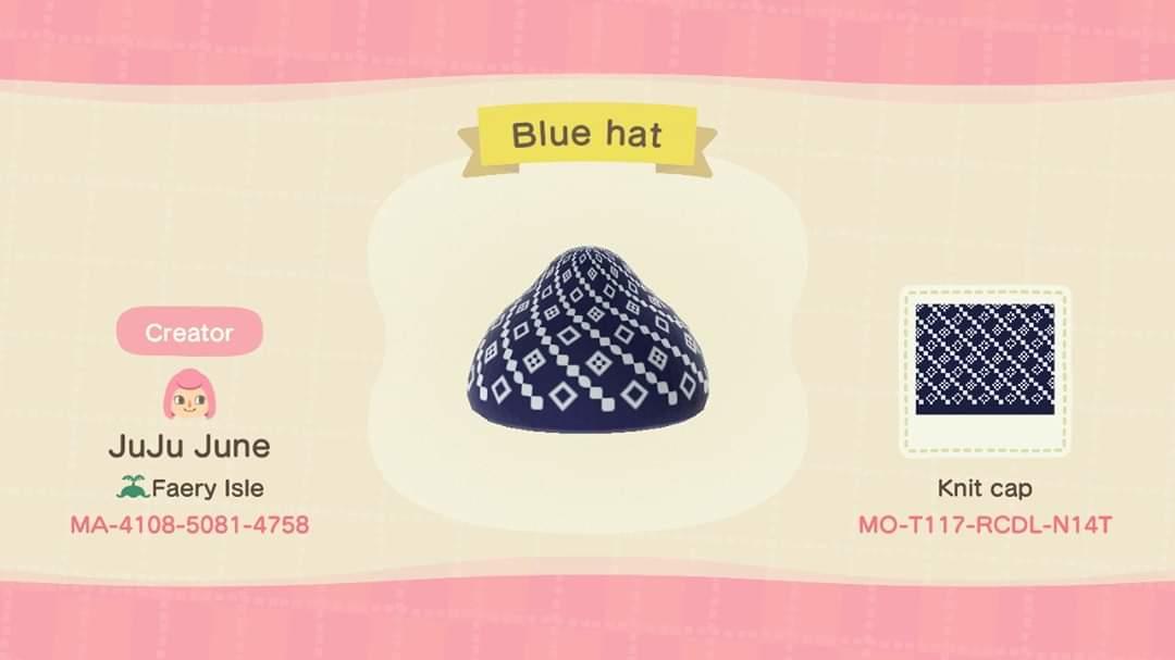 Animal Crossing Design Code: MO-T117-RCDL-N14T Blue hat