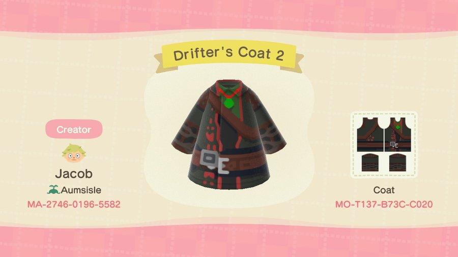 Animal Crossing Design Code: MO-T137-B73C-C020 Drifter&#39;s Coat 2