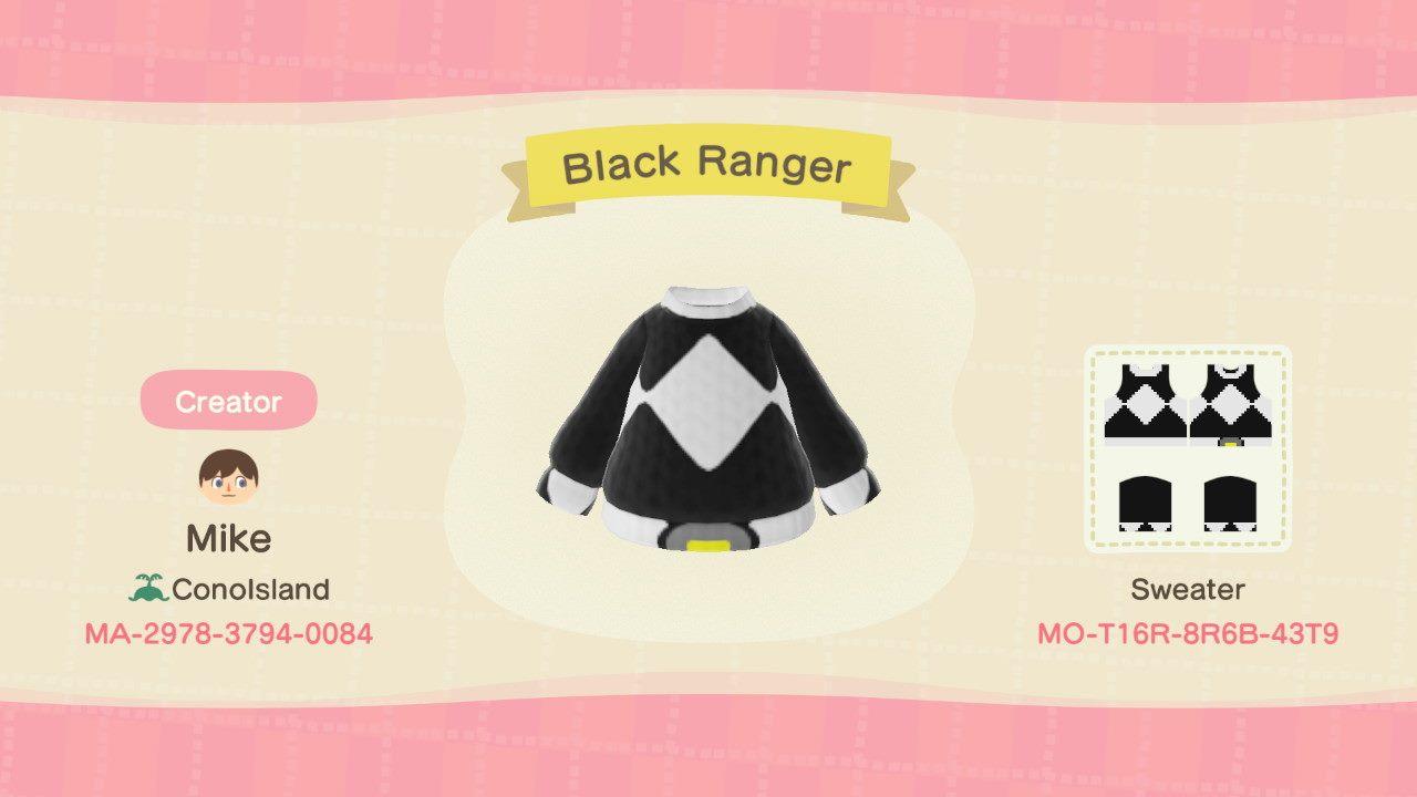 Animal Crossing Design Code: MO-T16R-8R6B-43T9 Black Power Ranger