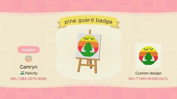 Animal Crossing Design Code: MO-T1MH-NH5B-D41L pine guard badge