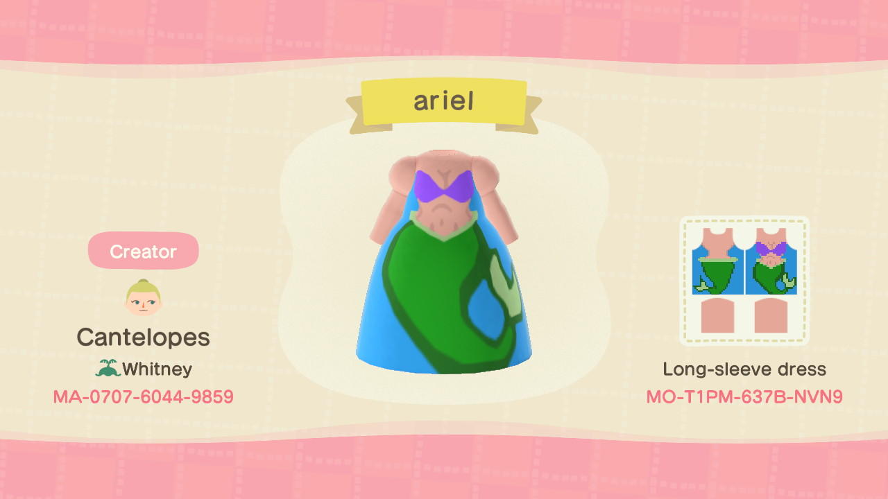 Animal Crossing Design Code: MO-T1PM-637B-NVN9 ariel