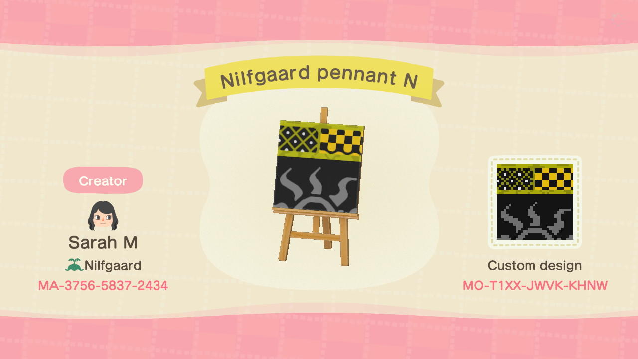 Animal Crossing Design Code: MO-T1XX-JWVK-KHNW Witcher  Nilf flag N