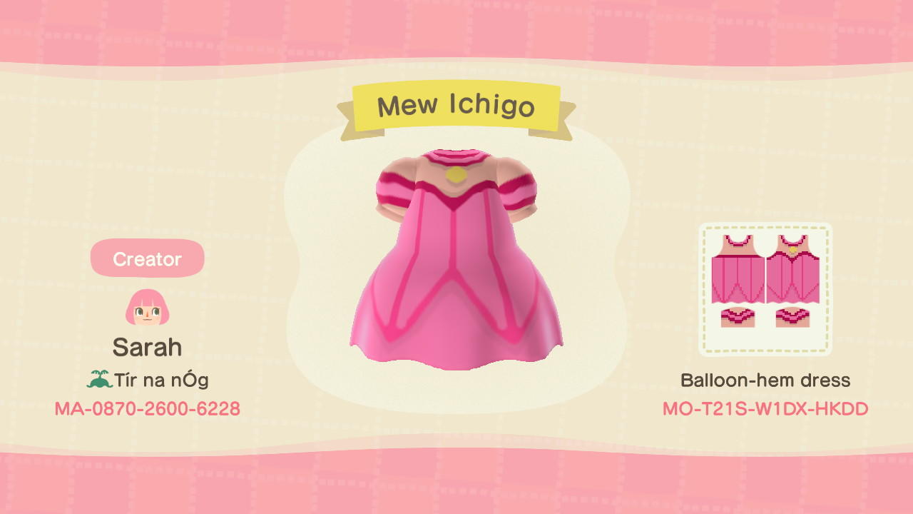 Animal Crossing Design Code: MO-T21S-W1DX-HKDD Mew Ichigo