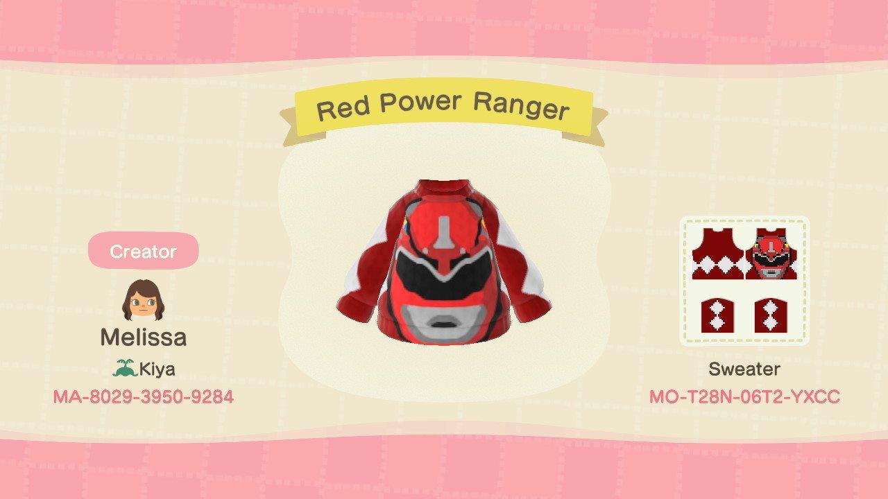 Animal Crossing Design Code: MO-T28N-06T2-YXCC Red Power Ranger