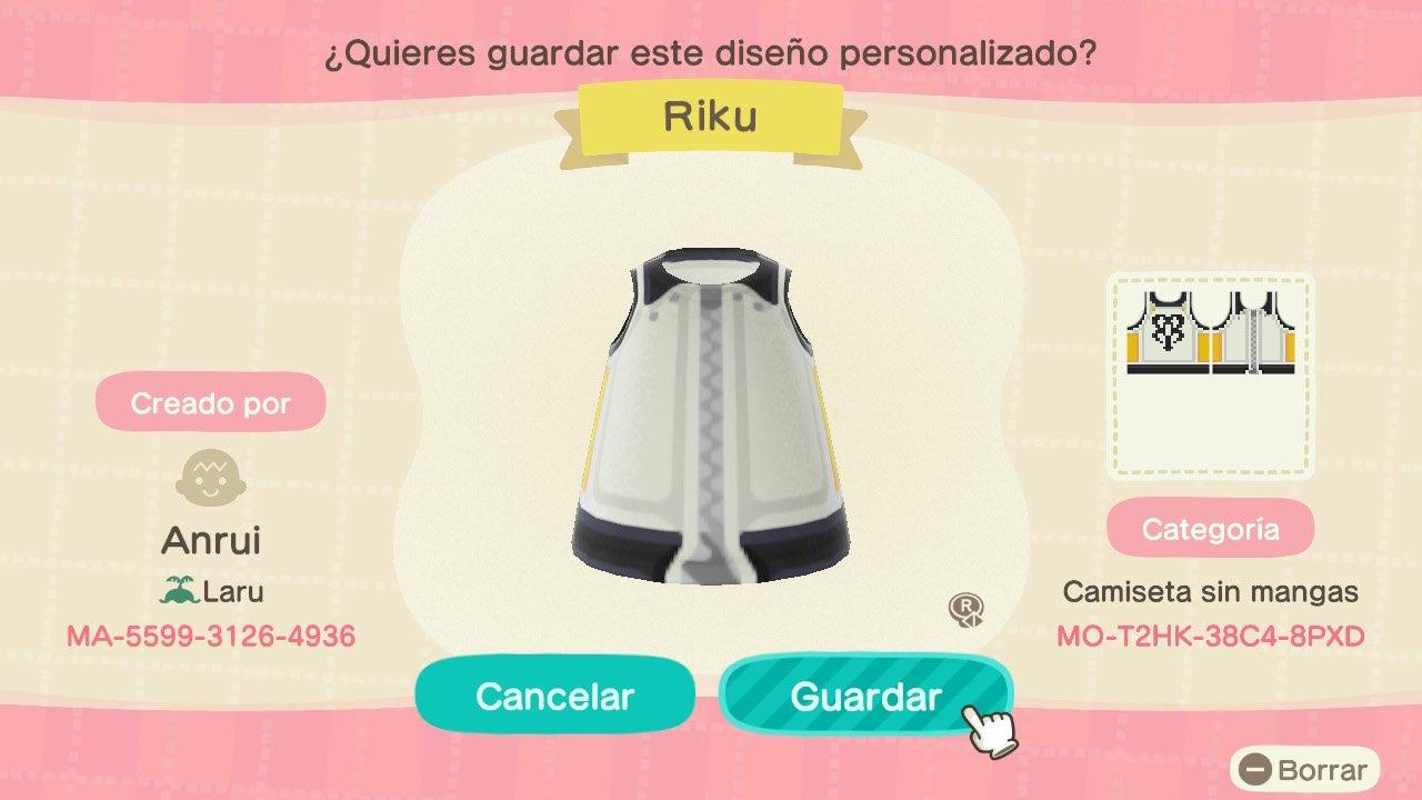 Animal Crossing Design Code: MO-T2HK-38C4-8PXD KH3D - Riku