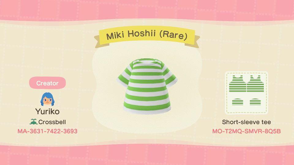 Animal Crossing Design Code: MO-T2MQ-SMVR-8Q5B Miki Hoshii (Rare)