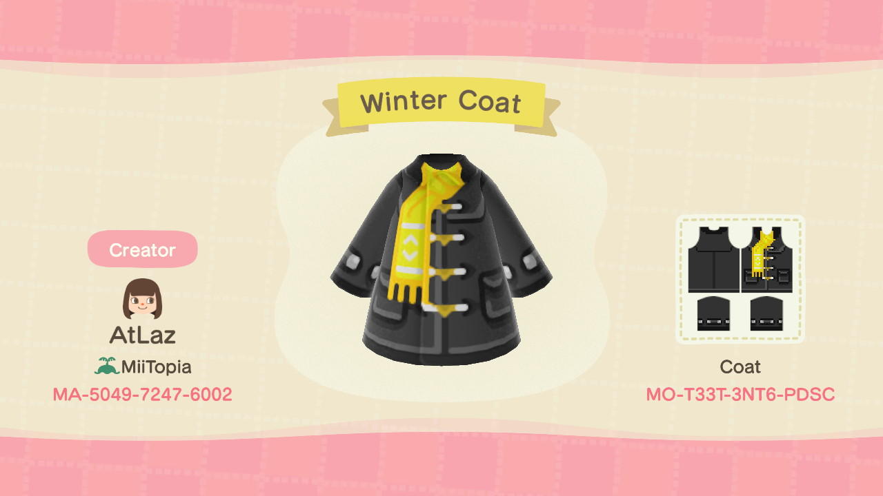 Animal Crossing Design Code: MO-T33T-3NT6-PDSC Winter Coat