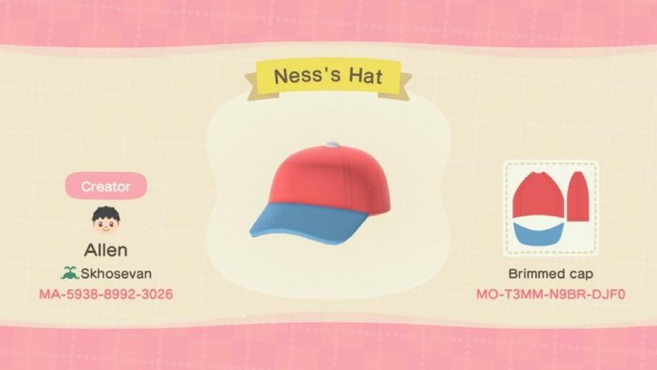 Animal Crossing Design Code: MO-T3MM-N9BR-DJF0 Ness’s Hat