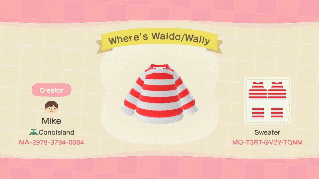 Animal Crossing Design Code: MO-T3RT-GV2Y-TQNM Waldo/Wally Top