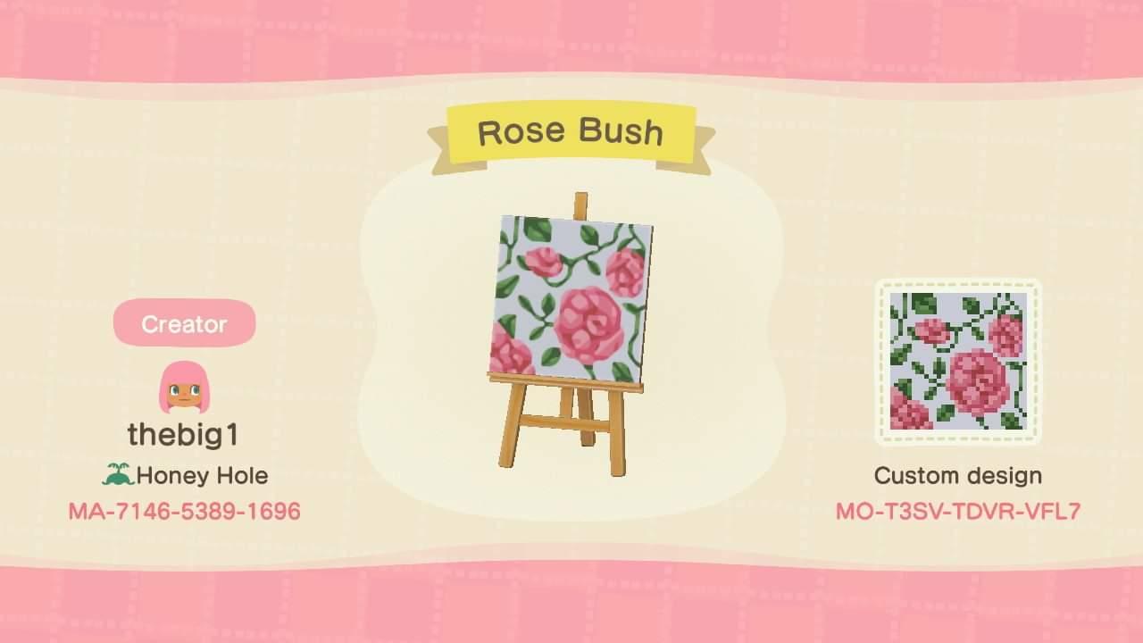 Animal Crossing Design Code: MO-T3SV-TDVR-VFL7 Rose Bush
