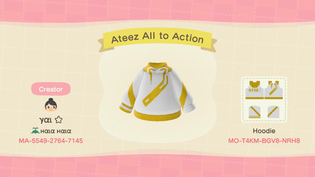 Animal Crossing Design Code: MO-T4KM-BGV8-NRH8 Ateez All to Action