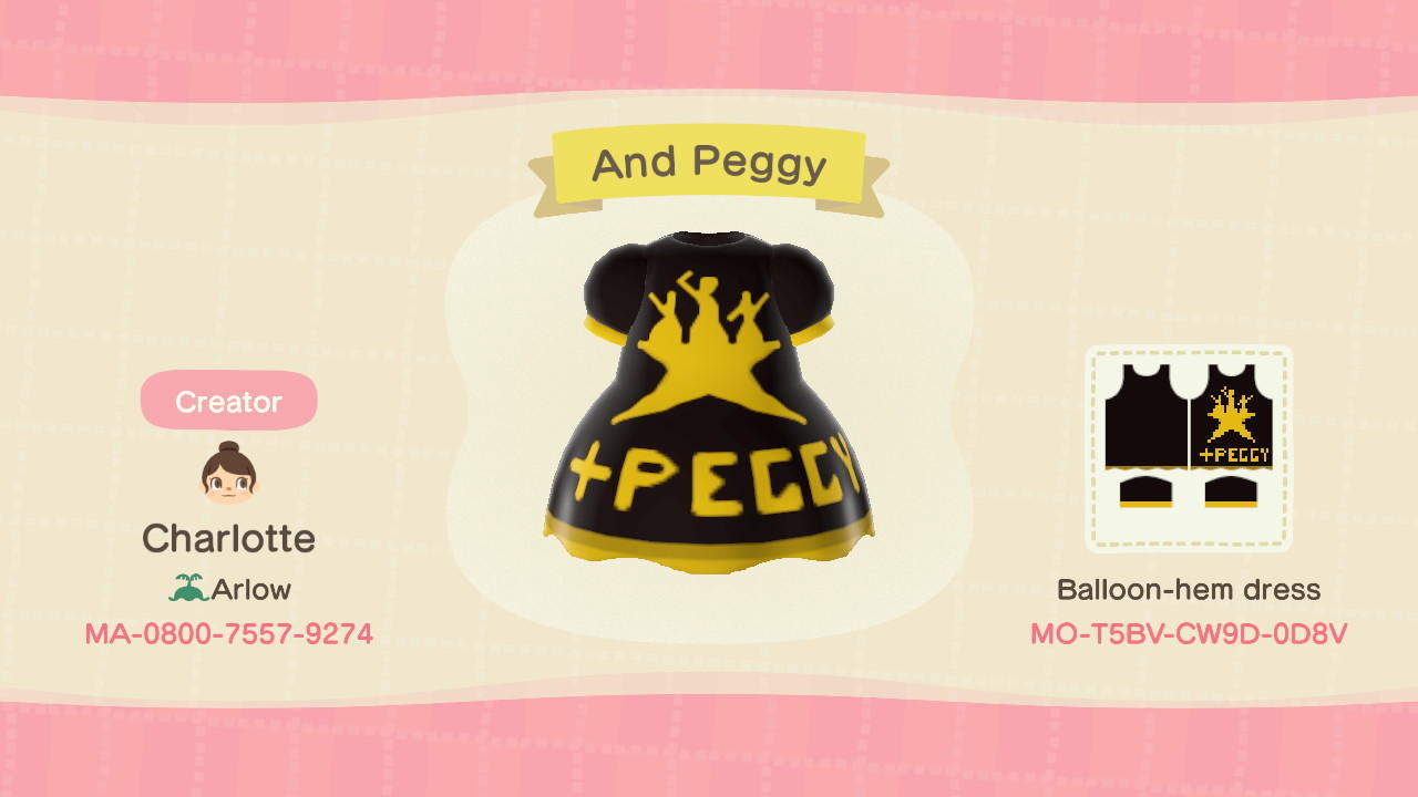 Animal Crossing Design Code: MO-T5BV-CW9D-0D8V Hamilton & Peggy