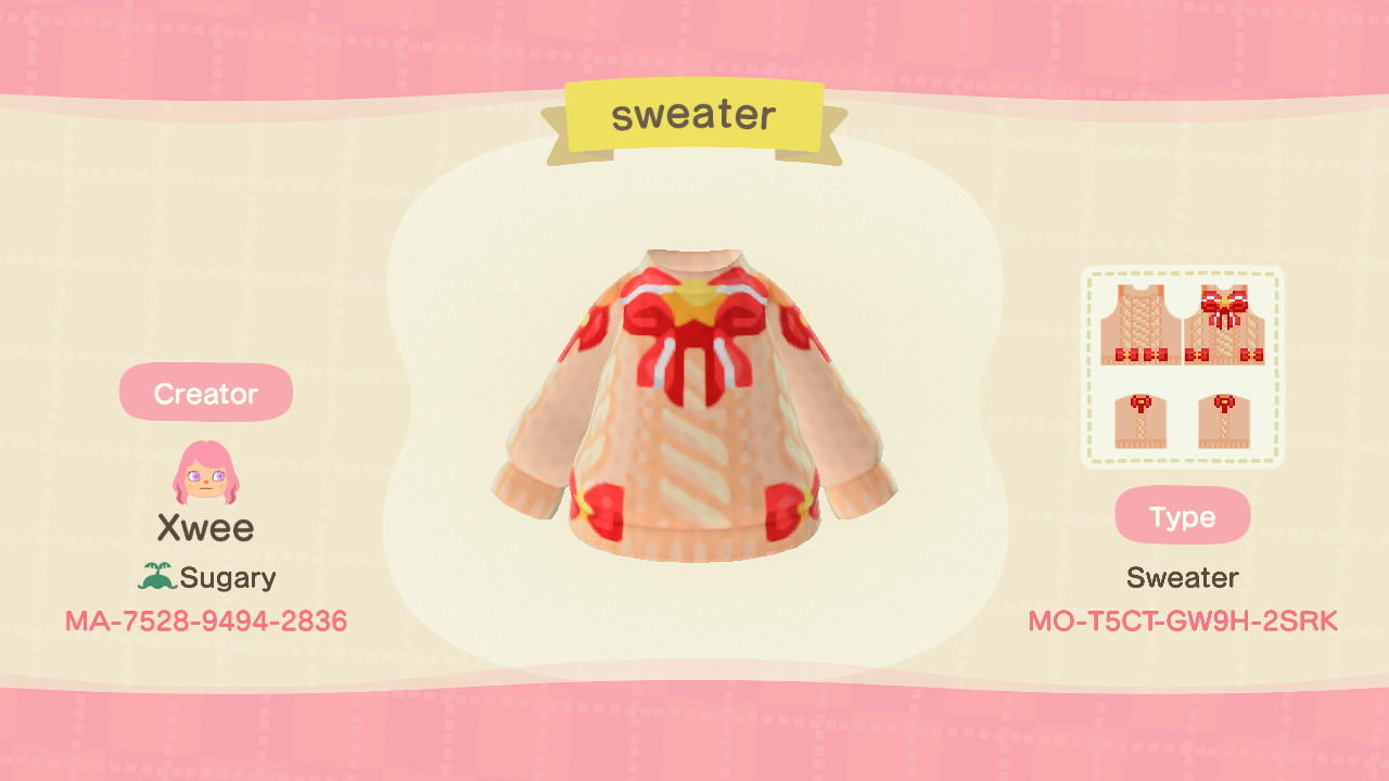 Animal Crossing Design Code: MO-T5CT-GW9H-2SRK sweater