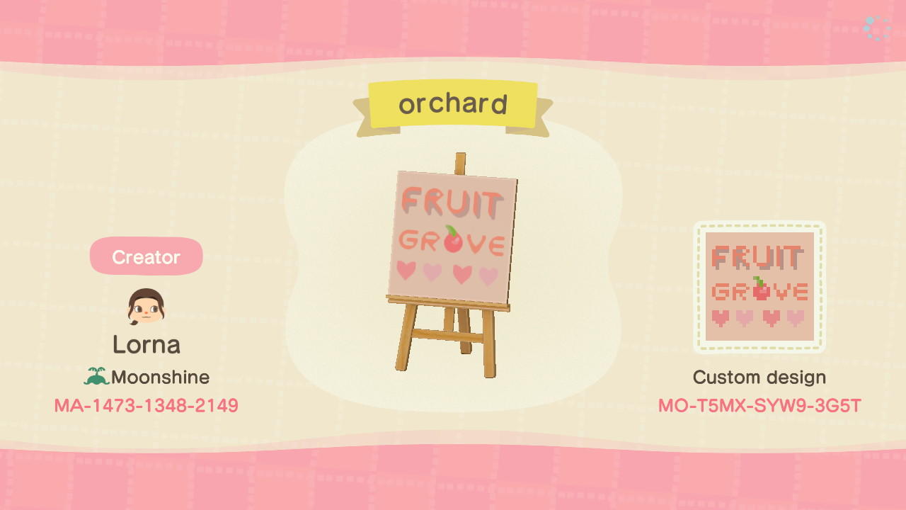 Animal Crossing Design Code: MO-T5MX-SYW9-35GT orchard