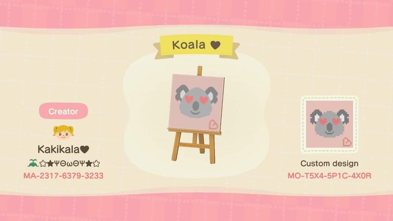 Animal Crossing Design Code: MO-T5X4-5P1C-4X0R Koala