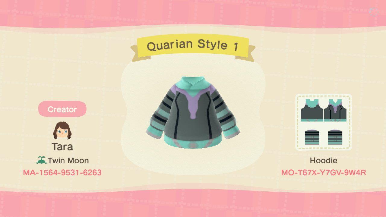 Animal Crossing Design Code: MO-T67X-Y7GV-9W4R Quarian Style 1