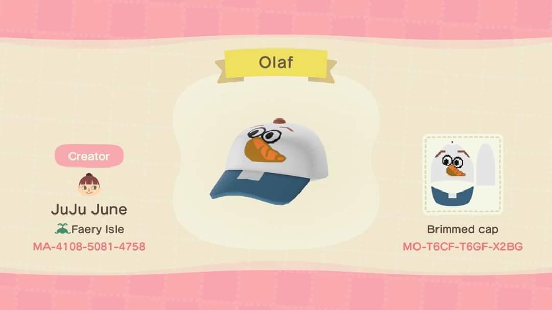 Animal Crossing Design Code: MO-T6CF-T6GF-X2BG Olaf