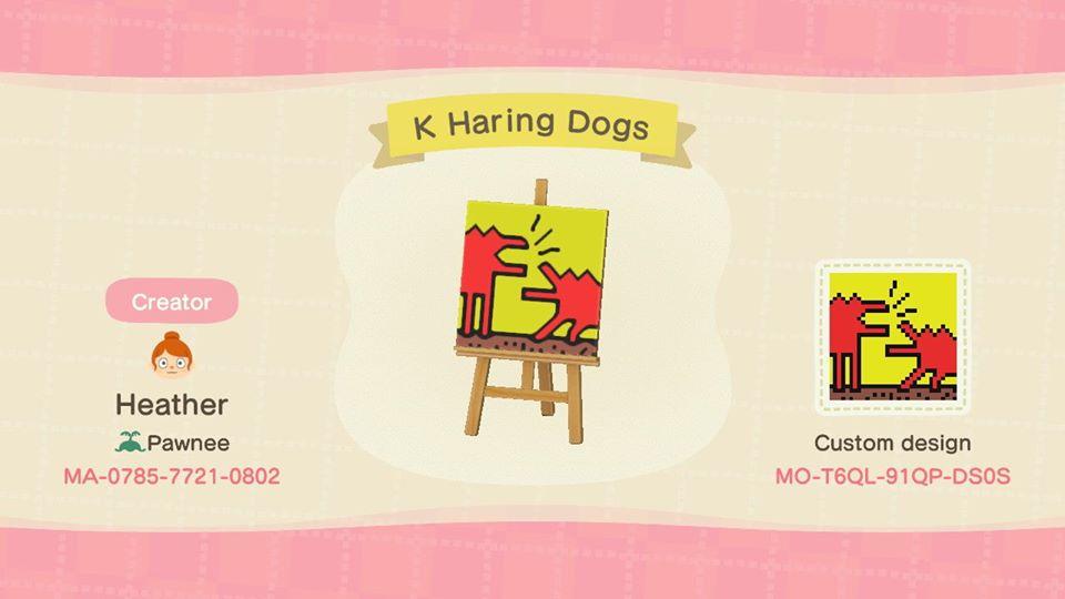Animal Crossing Design Code: MO-T6QL-91QP-DS0S K HARING DOGS
