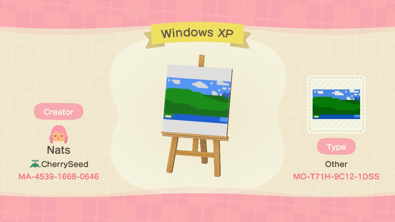 Animal Crossing Design Code: MO-T71H-9C12-1DSS Windows XP