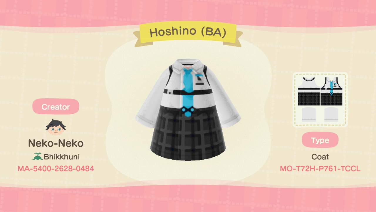 Animal Crossing Design Code: MO-T72H-P761-TCCL Hoshino Blue Archive