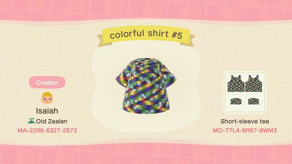 Animal Crossing Design Code: MO-T7L4-8R67-8WM3 colorful shirt #5
