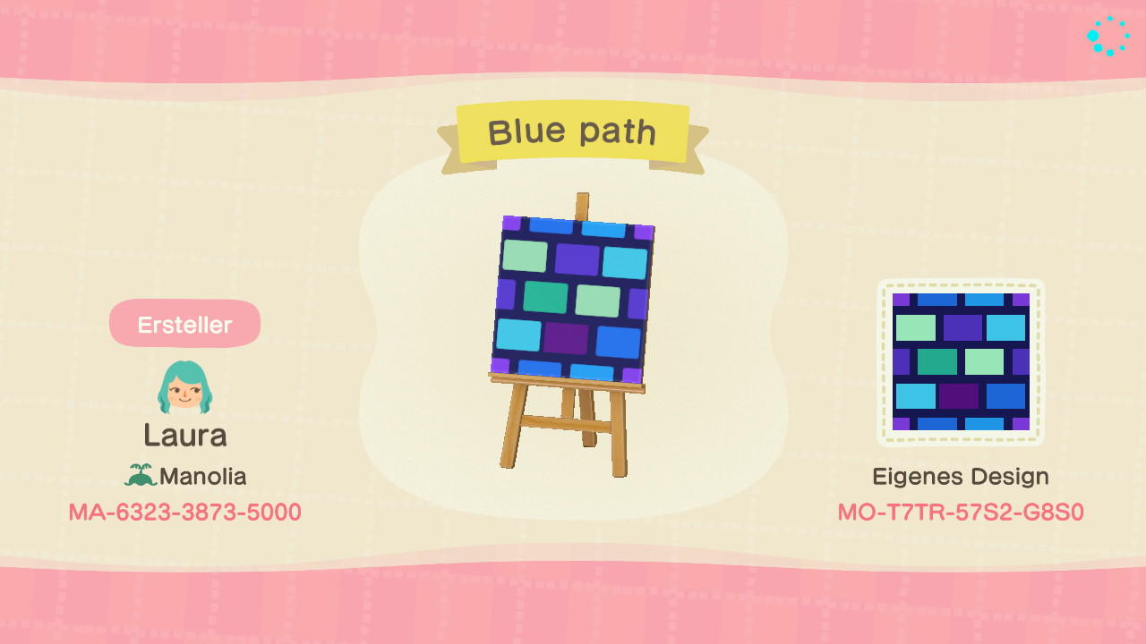 Animal Crossing Design Code: MO-T7TR-57S2-G8S0 Blue Path