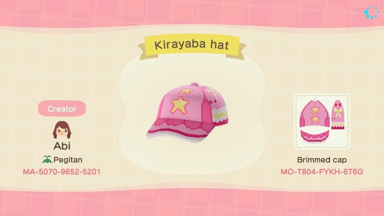 Animal Crossing Design Code: MO-T804-FYKH-6T6G Kirayaba Hat