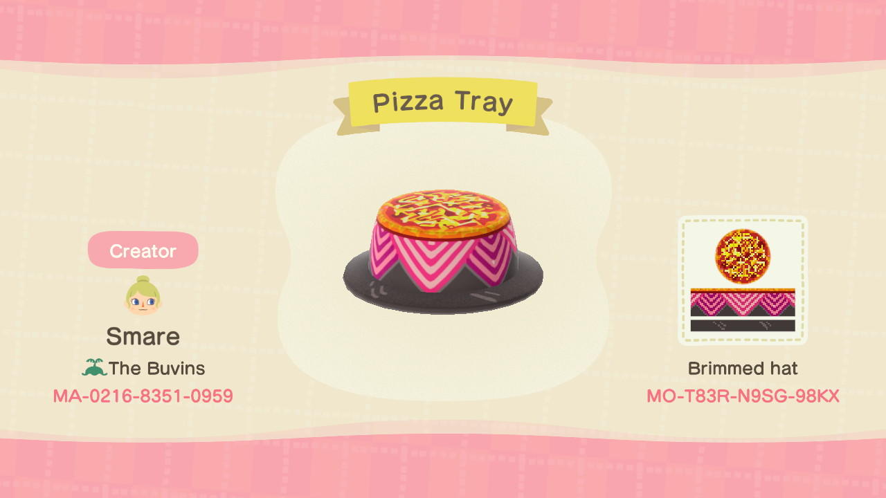 Animal Crossing Design Code: MO-T83R-N9SG-98KX Pizza Tray
