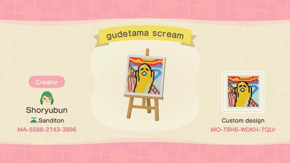 Animal Crossing Design Code: MO-T8H6-WDKH-7QLV Gudetama scream
